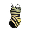 COSTUME ARENA DONNA INTERO PISCINA W MULTI STRIPES CON PIZZO SUL RETRO NERO-BIANCO-VERDE SPALLINA STRETTA