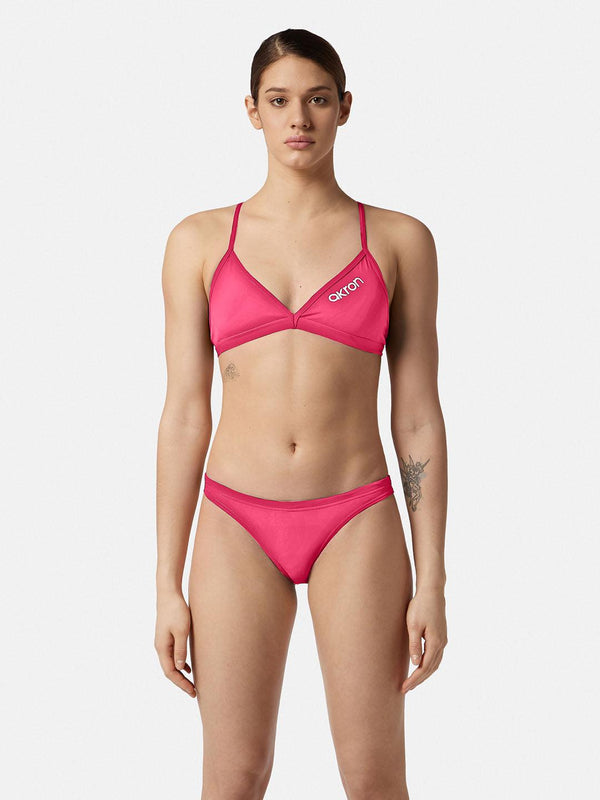 COSTUME 2 PEZZI DONNA AKRON NUOTO PISCINA BIKINI TRIANGOLO FUXIA - TOP LEVEL SPORT