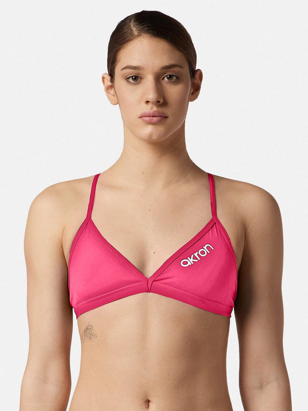 COSTUME 2 PEZZI DONNA AKRON NUOTO PISCINA BIKINI TRIANGOLO FUXIA - TOP LEVEL SPORT
