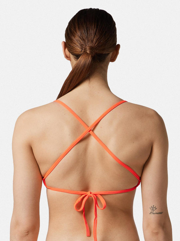 COSTUME 2 PEZZI DONNA AKRON NUOTO PISCINA BIKINI TRIANGOLO ARANCIONE - TOP LEVEL SPORT