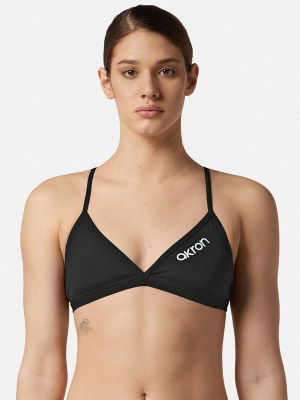 COSTUME 2 PEZZI DONNA AKRON NUOTO PISCINA BIKINI TRIANGOLO NERO - TOP LEVEL SPORT