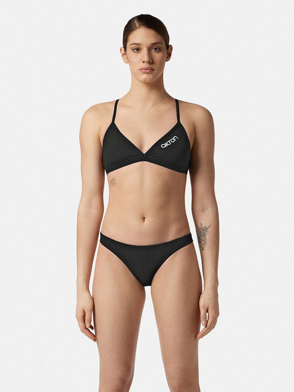 COSTUME 2 PEZZI DONNA AKRON NUOTO PISCINA BIKINI TRIANGOLO NERO - TOP LEVEL SPORT