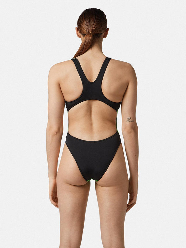 COSTUME DONNA AKRON ITALIA NUOTO PISCINA BICOLOR VERDE NERO - TOP LEVEL SPORT
