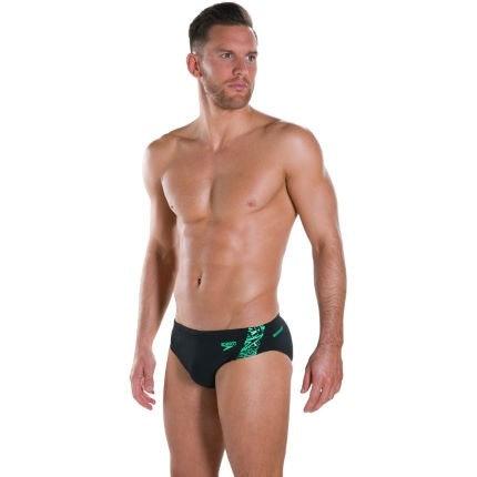 COSTUME SPEEDO ENDURANCE + UOMO SLIP NUOTO PISCINA NERO VERDE - TOP LEVEL SPORT