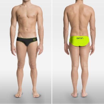 COSTUME AKRON ITALIA UOMO SLIP NUOTO PISCINA BICOLOR NERO GIALLO - TOP LEVEL SPORT