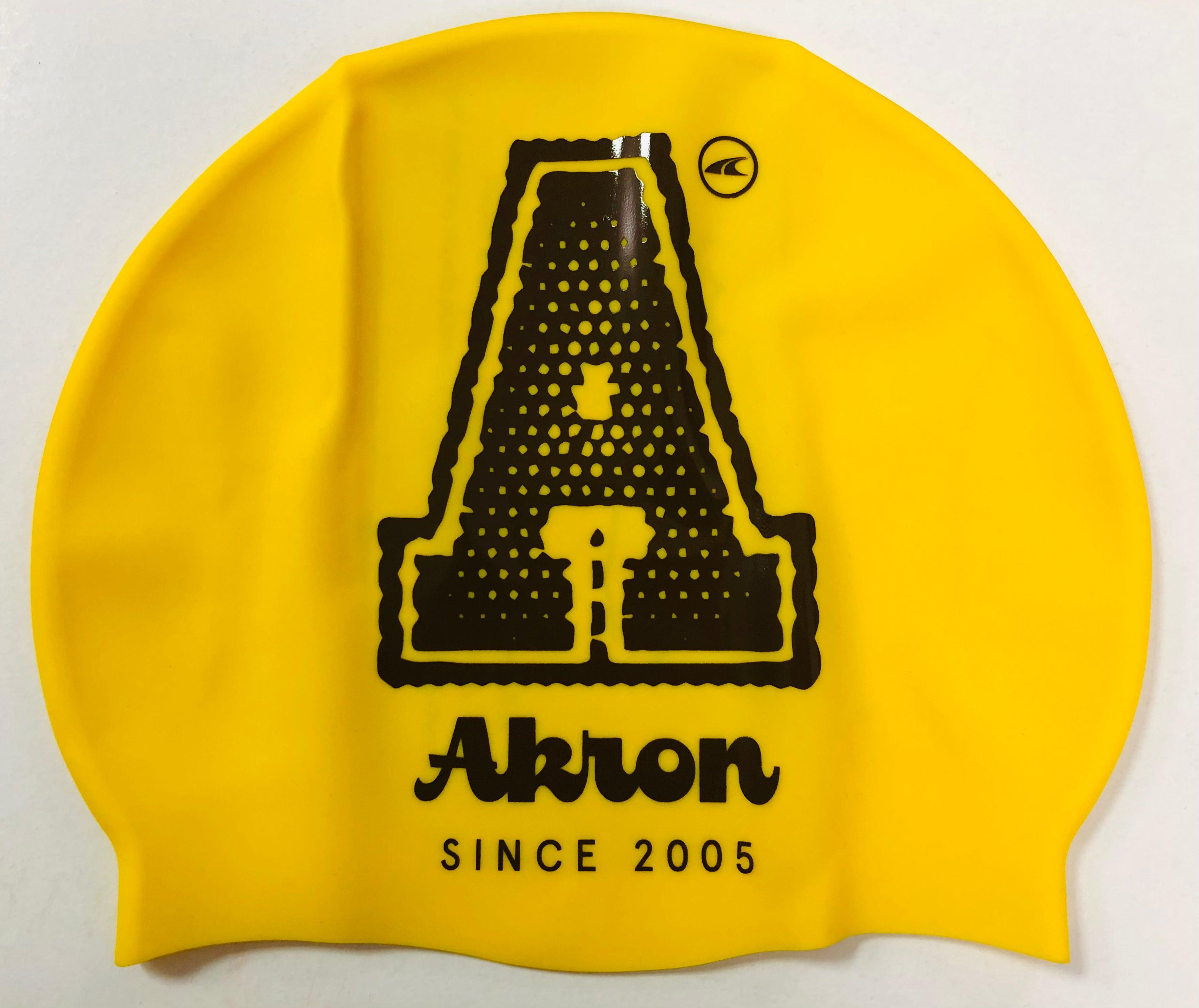POOL CAP AKRON SILICONE SWIM CAP BE WATER YELLOW SWIMMING CAP