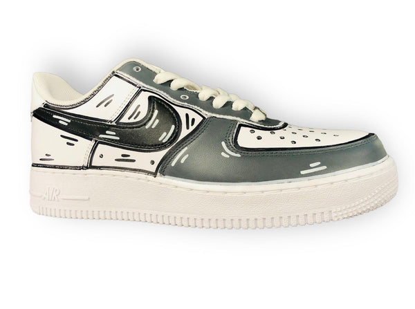 SCARPE NIKE AIR FORCE 1 LE SNEAKERS BIANCA ONE WHITE CUSTOM GRAY - TOP LEVEL SPORT