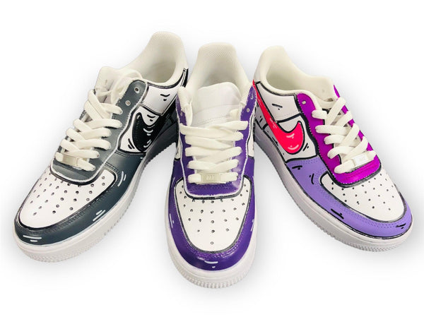 SCARPE NIKE AIR FORCE 1 LE SNEAKERS BIANCA ONE WHITE CUSTOM VIOLA - TOP LEVEL SPORT