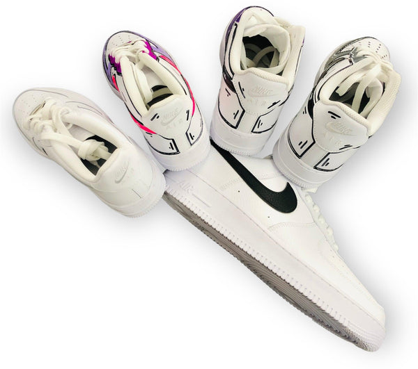 SCARPE NIKE AIR FORCE 1 LE SNEAKERS BIANCA ONE WHITE CUSTOM VIOLA - TOP LEVEL SPORT