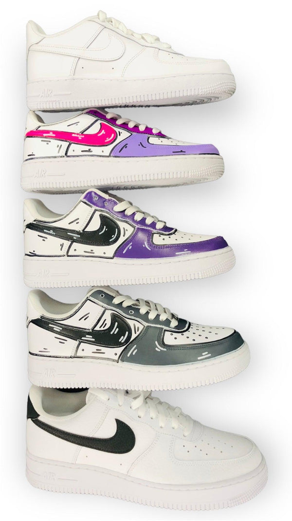 SCARPE NIKE AIR FORCE 1 LE SNEAKERS BIANCA ONE WHITE CUSTOM VIOLA - TOP LEVEL SPORT