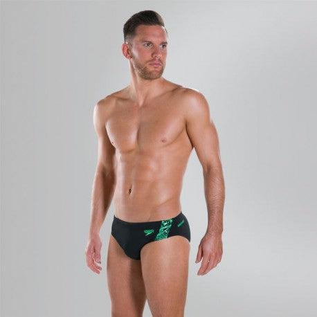 COSTUME SPEEDO ENDURANCE + UOMO SLIP NUOTO PISCINA NERO VERDE - TOP LEVEL SPORT