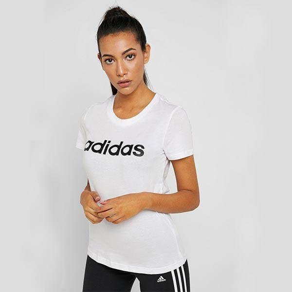 T SHIRT ADIDAS MAGLIA DONNA FITNESS BIANCA LOGO NERO