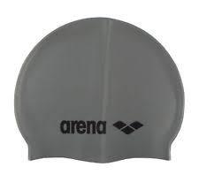 CUFFIA ARENA SILICONE SWIM CAP ARGENTO MONO COLORE CUFFIE NUOTO - TOP LEVEL SPORT