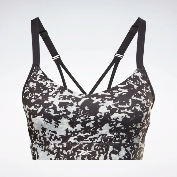 TOP REEBOK BRA LUX FITNESS SPORTS DONNA SAFARI BIANCO NERO - TOP LEVEL SPORT