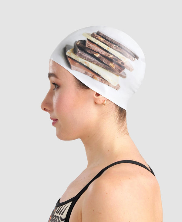 CUFFIA ARENA SILICONE SWIM CAP POOLISH CUFFIE NUOTO CIOCCOLATO - TOP LEVEL SPORT