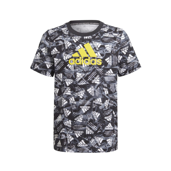 T-SHIRT MAGLIA BIIMBO BIMBA ADIDAS LOGO BAMBINO JUNIOR BIANCO NERA - TOP LEVEL SPORT