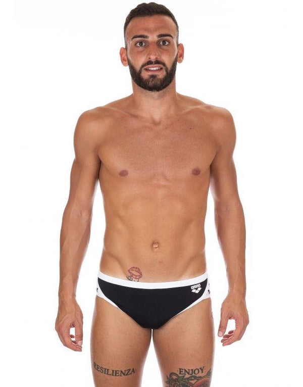 COSTUME ARENA UOMO SLIP NUOTO PISCINA BRIEF STRIPE NERO BIANCO - TOP LEVEL SPORT