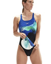 COSTUME DONNA PISCINA SPEEDO NUOTO INTERO NERO FULMINI - TOP LEVEL SPORT