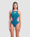 COSTUME ARENA DONNA ONE BIG LOGO COSTUME INTERO PISCINA BLUE COSMO