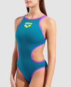 COSTUME ARENA DONNA ONE BIG LOGO COSTUME INTERO PISCINA BLUE COSMO