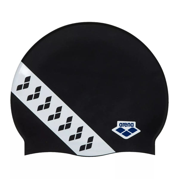 CUFFIA ARENA SILICONE SWIM CAP BLACK CUFFIE NUOTO TEAM STRIPE ICONS