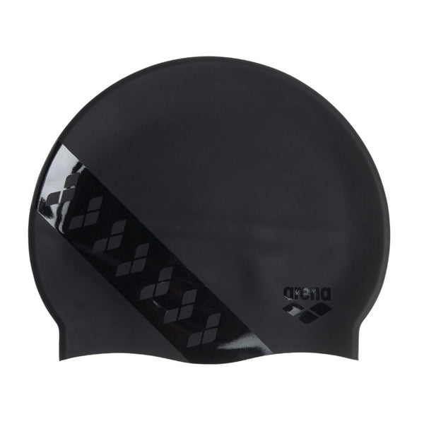 CUFFIA ARENA SILICONE SWIM CAP BLACK CUFFIE NUOTO TEAM STRIPE ICONS