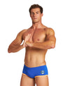 COSTUME ARENA UOMO ALTO TRUNK NUOTO PISCINA SWIM BIG LOGO BLU ARANCIO