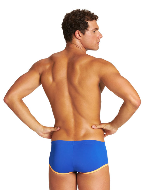 COSTUME ARENA UOMO ALTO TRUNK NUOTO PISCINA SWIM BIG LOGO BLU ARANCIO