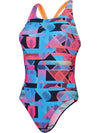 COSTUME DONNA PISCINA SPEEDO NUOTO INTERO ALLOVER DIGITAL POWERBACK BLU ROSA NERO