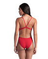 COSTUME NUOTO ARENA DONNA INTERO PISCINA LACE SOLID SPALLINA STRETTA ROSSO