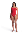 COSTUME NUOTO ARENA DONNA INTERO PISCINA LACE SOLID SPALLINA STRETTA ROSSO