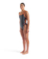 COSTUME NUOTO ARENA DONNA INTERO PISCINA LACE SOLID GRIGIO SPALLINA STRETTA