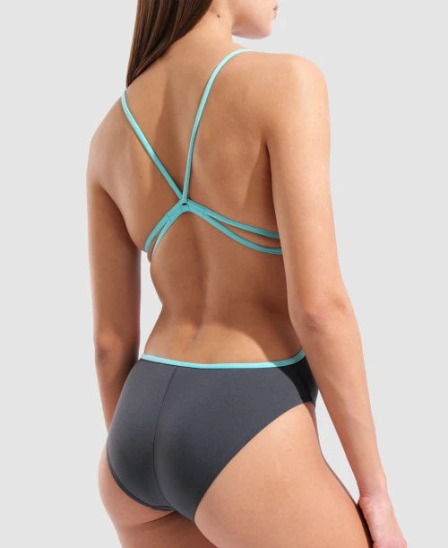 COSTUME NUOTO ARENA DONNA INTERO PISCINA LACE SOLID SPALLINA STRETTA ASFALTO ACQUA