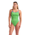 COSTUME NUOTO ARENA DONNA INTERO PISCINA LACE SOLID VERDE SPALLINA STRETTA