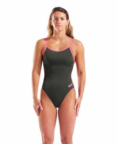COSTUME NUOTO ARENA DONNA INTERO PISCINA LACE SOLID VERDE SPALLINA STRETTA
