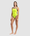 COSTUME NUOTO ARENA DONNA INTERO PISCINA LACE SOLID SPALLINA STRETTA LIME