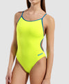 COSTUME NUOTO ARENA DONNA INTERO PISCINA LACE SOLID SPALLINA STRETTA LIME