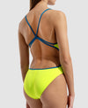 COSTUME NUOTO ARENA DONNA INTERO PISCINA LACE SOLID SPALLINA STRETTA LIME