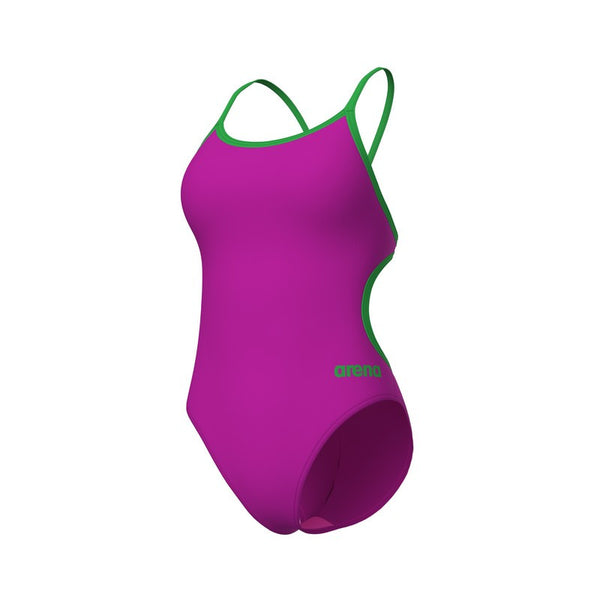 COSTUME NUOTO ARENA DONNA INTERO PISCINA LACE SOLID VIOLA SPALLINA STRETTA