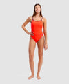 COSTUME NUOTO ARENA DONNA INTERO PISCINA LACE BACK SOLID SPALLINA STRETTA CORAL