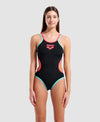 COSTUME ARENA DONNA ONE DOUBLE CROSS BACK LOGO SPALLINA INTERO PISCINA NERO