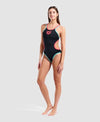 COSTUME ARENA DONNA ONE DOUBLE CROSS BACK LOGO SPALLINA INTERO PISCINA NERO