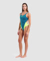 COSTUME ARENA DONNA INTERO PISCINA SOLID NUOTO BLUE COSMO - ARTIC LIME