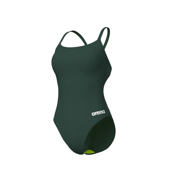 COSTUME ARENA DONNA INTERO PISCINA SOLID NUOTO DARK SAGE VERDONE SPALLINA