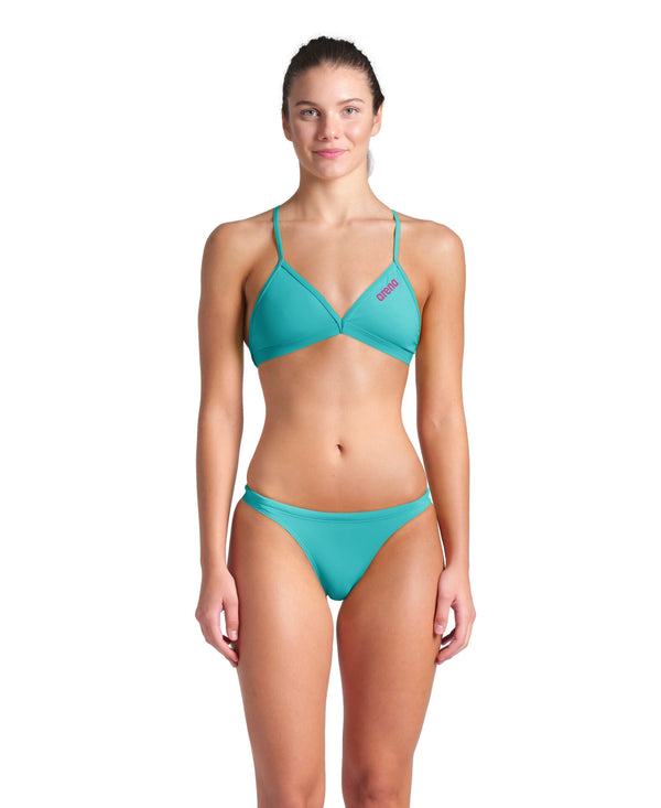 COSTUME BIKINI ARENA 2 PEZZI TRIANGOLO DONNA PISCINA NUOTO CELESTE FLUO