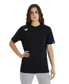 MAGLIA ARENA TEAM T-SHIRT PANEL NUOTO TRAINING BLACK NERA