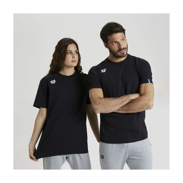 MAGLIA ARENA TEAM T-SHIRT PANEL NUOTO TRAINING BLACK NERA