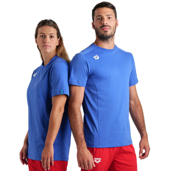 MAGLIA ARENA TEAM T-SHIRT PANEL NUOTO TRAINING BLU ROYAL