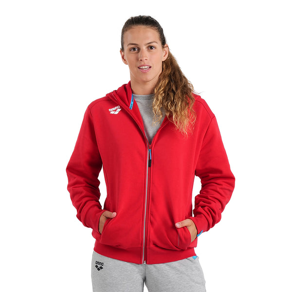 FELPA ARENA TUTA UNISEX TRAINING ZIP E CAPPUCCIO ROSSA PANEL UNISEX