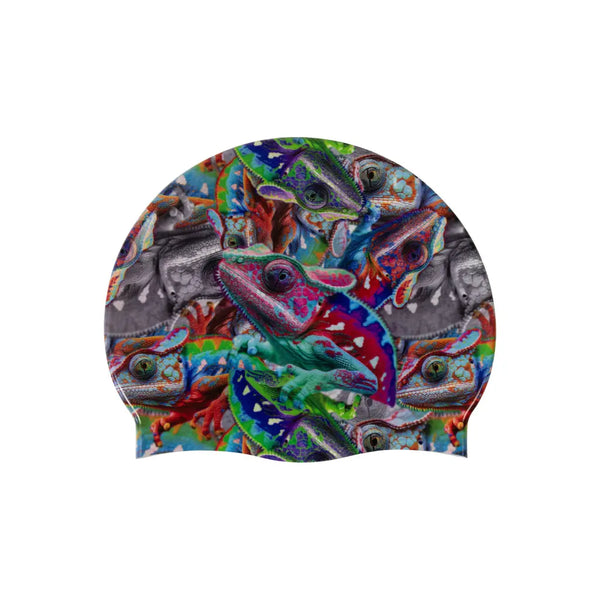 CUFFIA ARENA PISCINA SILICONE SWIM CAP CUFFIE NUOTO DOPPIA FACCIA IGUANA